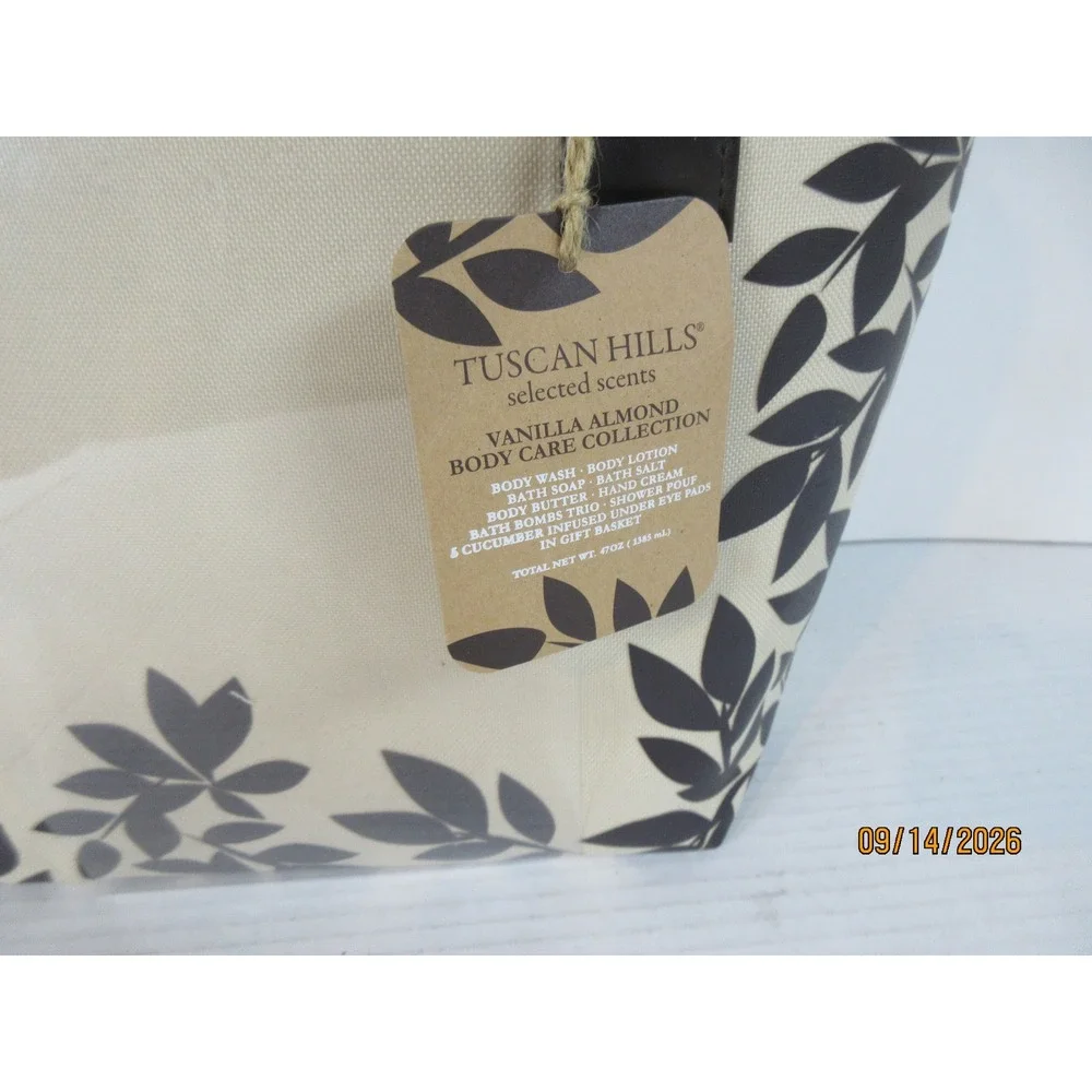 Tuscan Hills Vanilla Almond Body Care Collection 10pc Gift Set in Reusable Tote